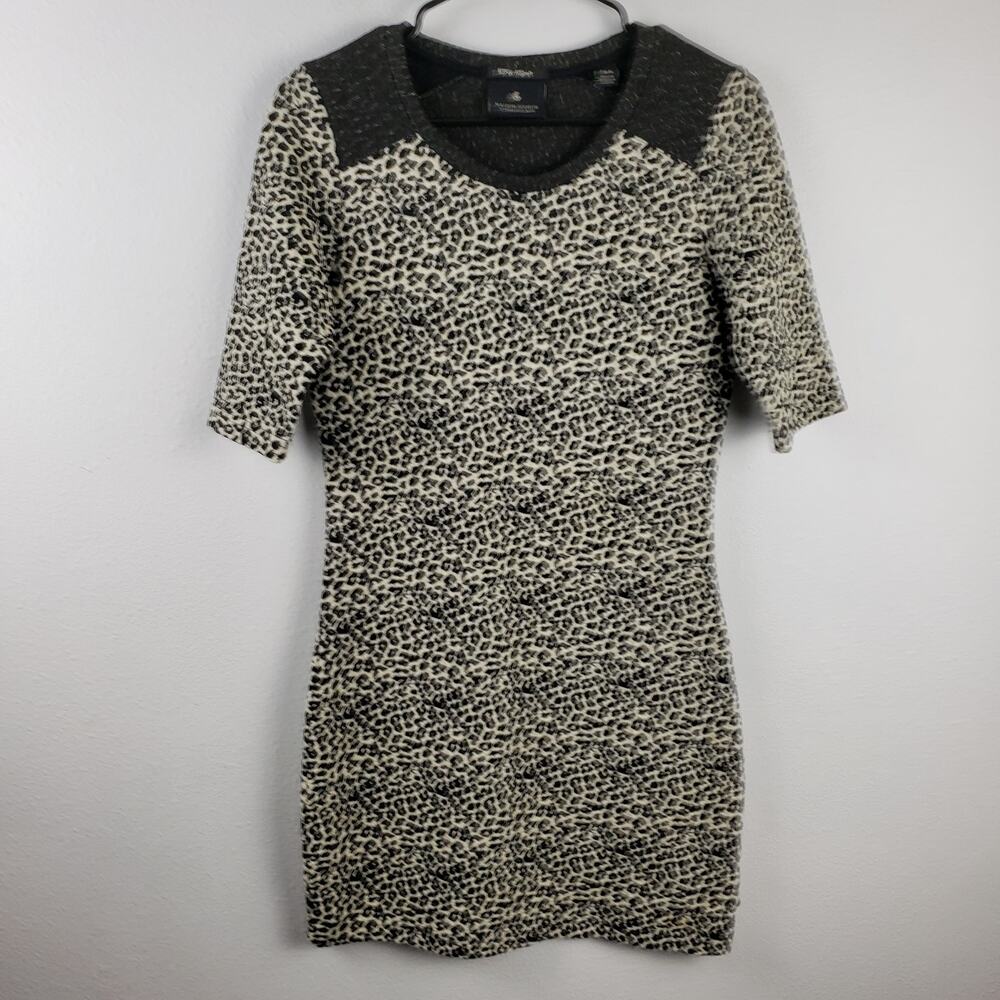 Maison Scotch Punk Radar Size 8 Leopard Animal Print‎ Cheetah Dress Fitted Black